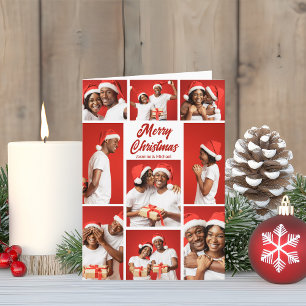 Cartes Pour Fêtes Annuelles Collage photo de Noël couple rouge 2025