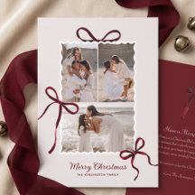 Collage photo de Noël Élégant Ruban Rouge Aquarell