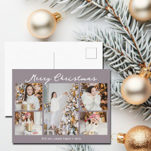 Cartes Pour Fêtes Annuelles Collage photo de Noël mauve moderne joyeux Noël