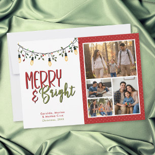 Cartes Pour Fêtes Annuelles Collage photo de Noël Merry & Bright Lights