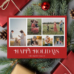 Cartes Pour Fêtes Annuelles Collage photo de Noël moderne<br><div class="desc">Joyeuses fêtes ! Envoyez vos souhaits chaleureux à vos amis et à votre famille cette saison de Noël avec une carte de collage photo personnalisable. Il présente une typographie moderne et élégante avec un arrière - plan rouge. Personnalisez en ajoutant vos photos, noms, année et autres détails personnalisés. Cette carte...</div>