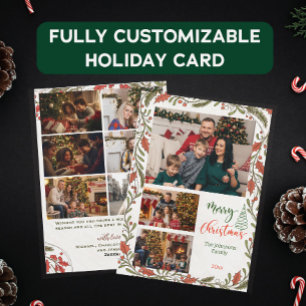 Cartes Pour Fêtes Annuelles Collage photo de Noël personnalisé avec script Hol