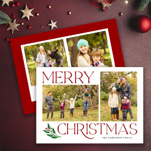 Cartes Pour Fêtes Annuelles Collage photo de Noël rouge classique