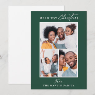 Cartes Pour Fêtes Annuelles Collage photo de Noël vert trois plus joyeux