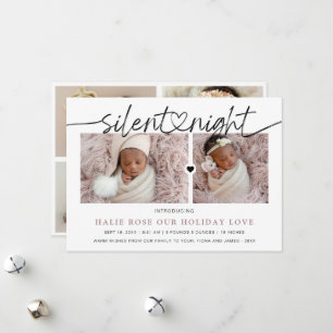 Cartes Pour Fêtes Annuelles Collage photo de nuit silencieuse à cœur lié en éc