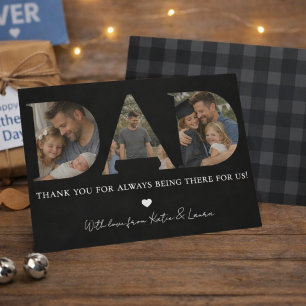 Cartes Pour Fêtes Annuelles Collage photo de papa simple noir Cadeau de fête d