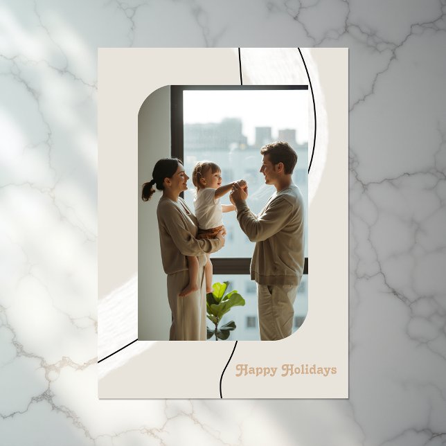 Cartes Pour Fêtes Annuelles Collage photo de vacances avec des arches minimali (Modern Minimalist Arches Holiday Photo Collage)