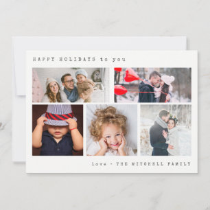 Cartes Pour Fêtes Annuelles Collage photo de vacances minimum   Bandes argenté