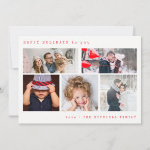 Cartes Pour Fêtes Annuelles Collage photo de vacances minimum En vichy rouge