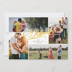Cartes Pour Fêtes Annuelles Collage photo élégant de Noël Rejoice Gold 4