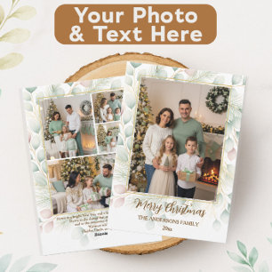 Cartes Pour Fêtes Annuelles Collage photo familial de Noël botanique élégant