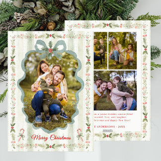 Cartes Pour Fêtes Annuelles Collage photo fantaisiste 4 Joyeux Noël Rayures