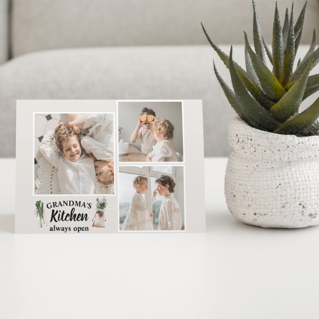 Cartes Pour Fêtes Annuelles Collage Photo & Grand-Mère Cuisine Toujours Ouvert (Créateur téléchargé)
