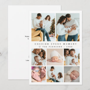 Cartes Pour Fêtes Annuelles Collage photo minimal "Chérissez chaque instant" 