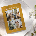 Cartes Pour Fêtes Annuelles Collage photo minimaliste 3 Joyeux Noël Jaune<br><div class="desc">Collage photo minimaliste 3 Joyeux Noël Carte de vacances en moutarde Jaune</div>