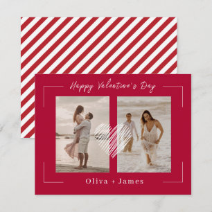 Cartes Pour Fêtes Annuelles Collage photo minimaliste beige rouge Joyeuse Sain