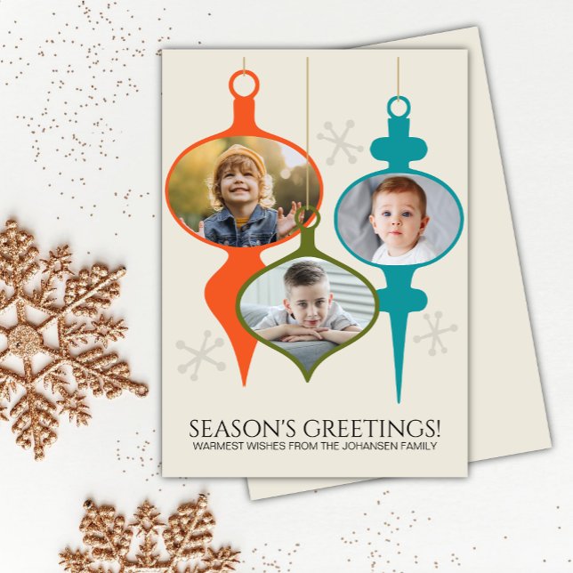 Cartes Pour Fêtes Annuelles Collage photo moderne du milieu du siècle Noël (Créateur téléchargé)