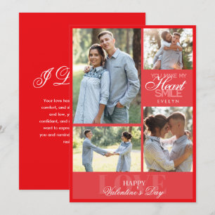Cartes Pour Fêtes Annuelles Collage photo moderne élégant Red Valentine's Day