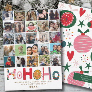 Cartes Pour Fêtes Annuelles Collage photo moderne Ho Ho Christmas Card