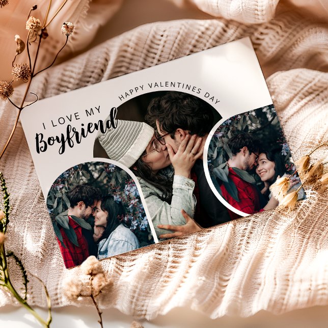 Cartes Pour Fêtes Annuelles Collage photo moderne J'aime Mon copain (Créateur téléchargé)