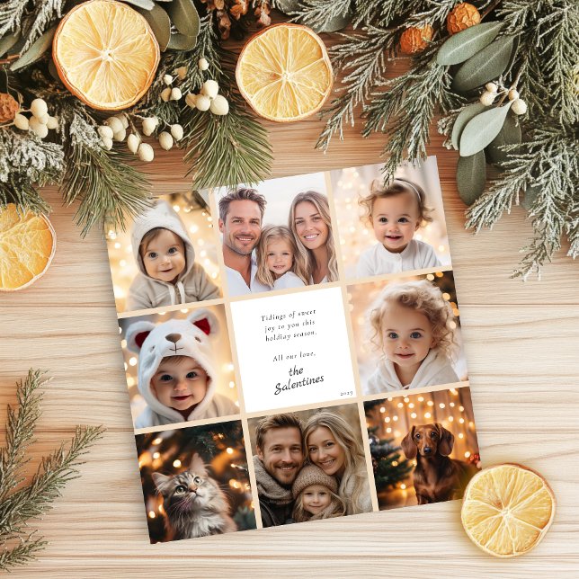 Cartes Pour Fêtes Annuelles Collage photo moderne personnalisé Noël (Personalized Modern Photo Collage Christmas Holiday Card)