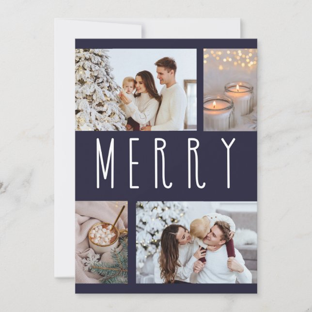 Cartes Pour Fêtes Annuelles Collage photo multiple typographie simple joyeuse (Devant)