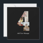 Cartes Pour Fêtes Annuelles Collage photo n°4 noir et blanc<br><div class="desc">Ce produit personnalisable est conçu pour que les photos soient disposées de manière à former la forme d'un nombre. Il est souvent utilisé pour les célébrations de grandes étapes comme les anniversaires, les mariages ou les réalisations, permettant aux utilisateurs de mettre en valeur des images mémorables dans un seul et...</div>