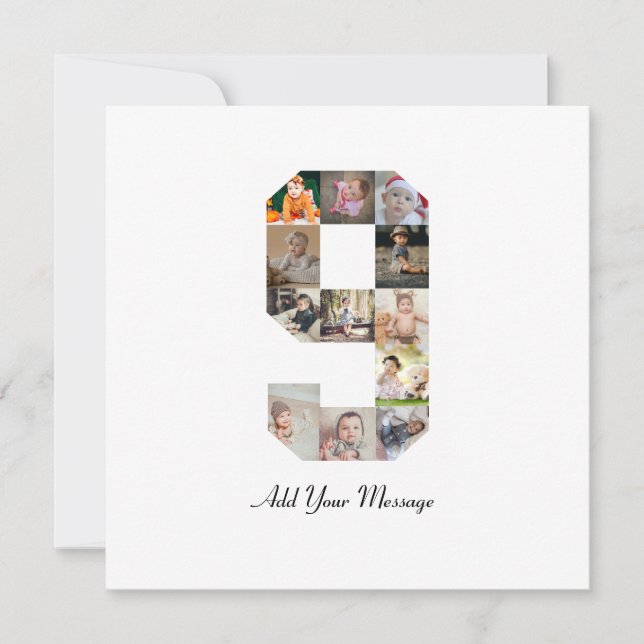 Cartes Pour Fêtes Annuelles Collage photo n°9 en noir et blanc (Devant)