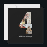 Cartes Pour Fêtes Annuelles Collage photo noir et blanc numéro 4<br><div class="desc">Ce produit personnalisable est l'endroit où les photos sont disposées pour former la forme d'un nombre. Il est souvent utilisé pour les célébrations importantes comme les anniversaires, les anniversaires de mariage ou les réalisations, permettant aux utilisateurs de mettre en valeur des images mémorables dans un seul affichage accrocheur. Les conceptions...</div>