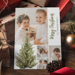 Cartes Pour Fêtes Annuelles Collage photo personnalisé Noël lunatique<br><div class="desc">Cette carte de vacances moderne et fantastique de noël, avec 4 de vos photos préférées, un symbole d'aquarelle, texte modèle dans une police de script amusante, puis personnalisée avec votre nom de famille. Vous pouvez modifier les styles de police, les tailles et la couleur arrière - plan en cliquant sur...</div>