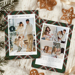 Cartes Pour Fêtes Annuelles Collage photo plaid buffle rouge vert Noël