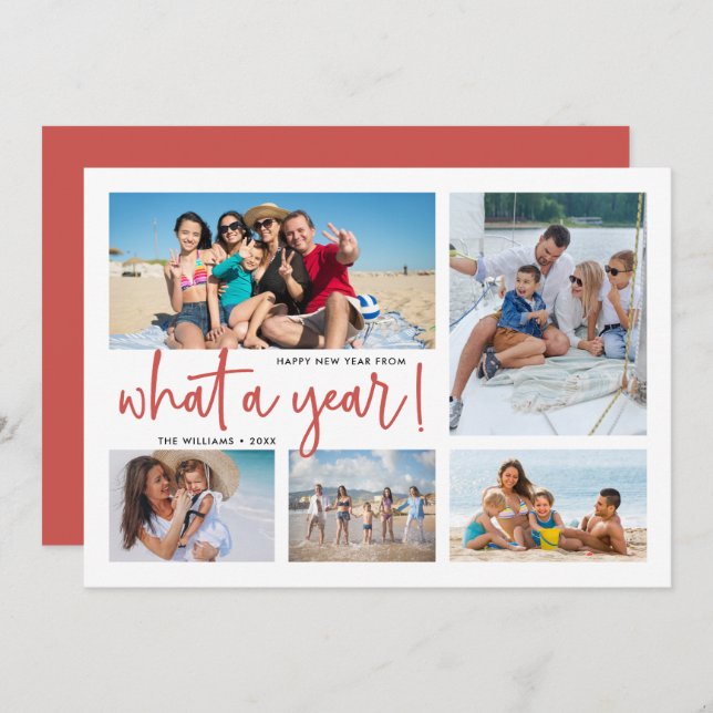Cartes Pour Fêtes Annuelles Collage Photo Quelle Année Bilan De L'année (Devant / Derrière)