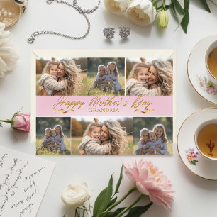 Cartes Pour Fêtes Annuelles Collage Photo Rose Fête des Mères Grand-mère
