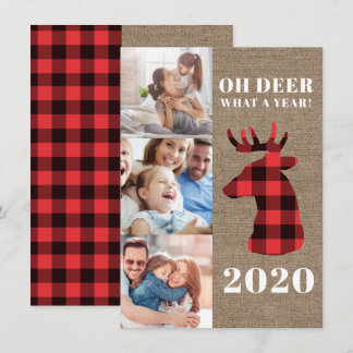 Cartes Pour Fêtes Annuelles Collage photo rustique Oh Deer Plaid