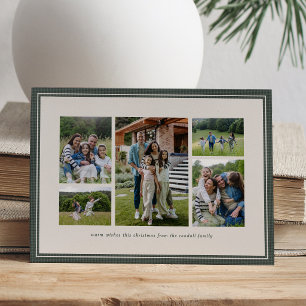 Cartes Pour Fêtes Annuelles Collage photo simple cadre vert famille Noël