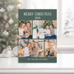 Cartes Pour Fêtes Annuelles Collage photo vert Joyeux Noël