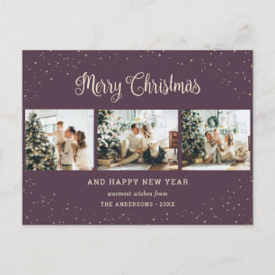 Cartes Pour Fêtes Annuelles Collage photo violet moderne Joyeux Noël