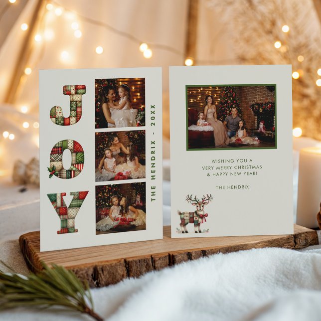 Cartes Pour Fêtes Annuelles Collage Photos de Noël | Patchwork Joy  (Créateur téléchargé)