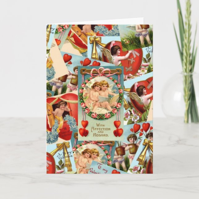 Cartes Pour Fêtes Annuelles Collage vintage de Valentines (Devant)
