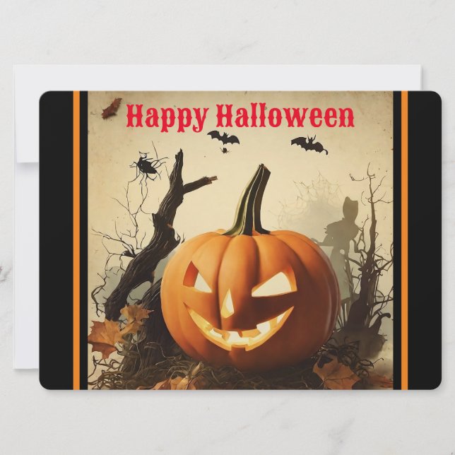 Cartes Pour Fêtes Annuelles Collection Citrouille Fantomatique Halloween (Devant)