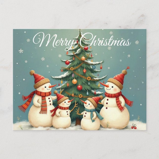 Cartes Pour Fêtes Annuelles Collection de Noël de famille Festive Snowman (Devant)