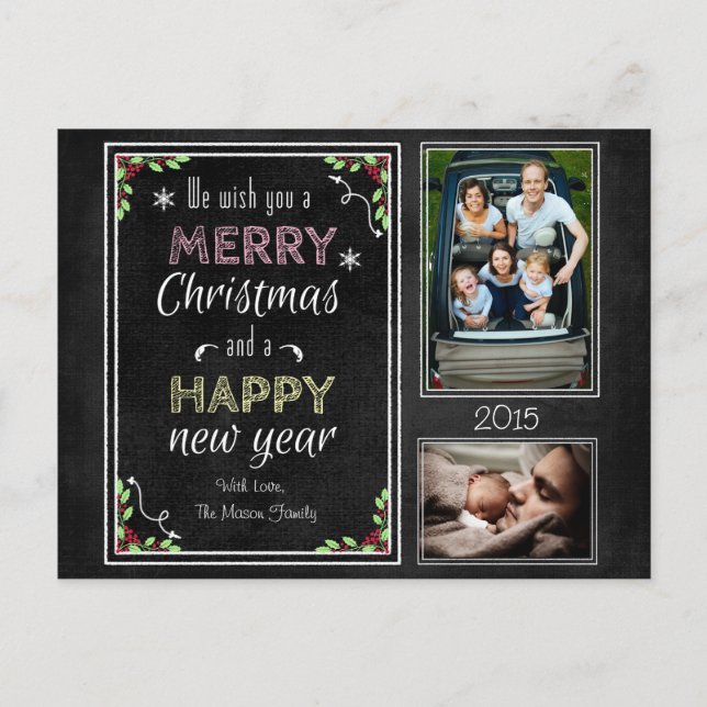 Cartes Pour Fêtes Annuelles Collection Noël Chalkboard (Devant)