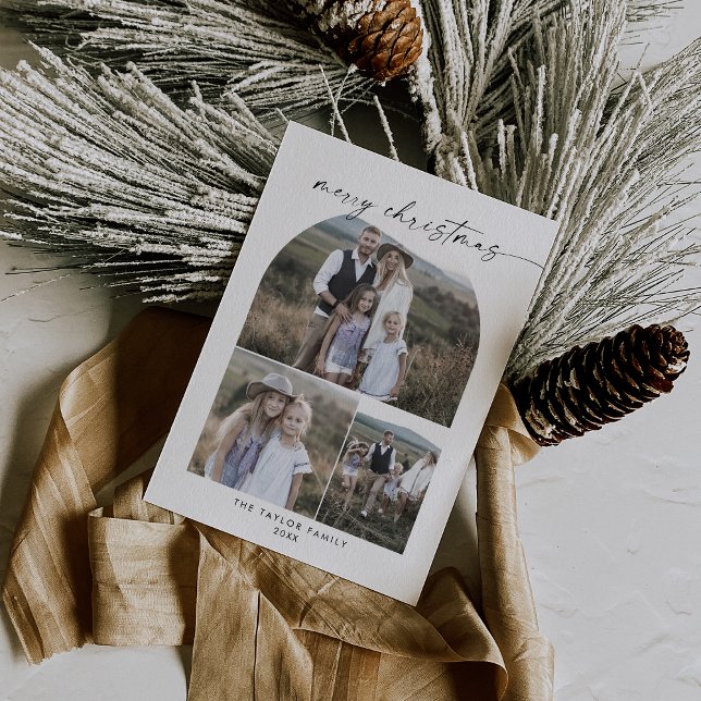 Cartes Pour Fêtes Annuelles Collection photo moderne Boho Arch Joyeux Noël (Créateur téléchargé)