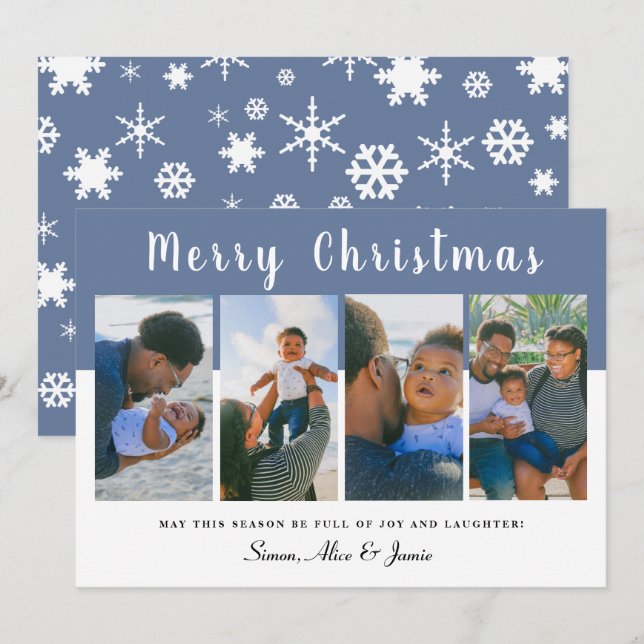 Cartes Pour Fêtes Annuelles Collection photo moderne élégante Joyeux Noël  (Devant / Derrière)