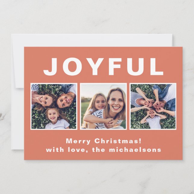 Cartes Pour Fêtes Annuelles Collection photo moderne Joyful Christmas Coral (Devant)