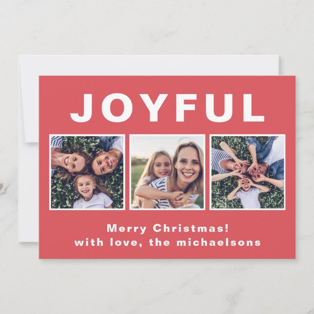 Cartes Pour Fêtes Annuelles Collection photo rouge de Noël Joyeux (Devant)