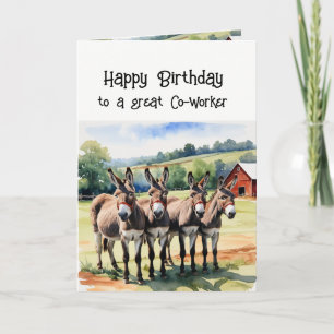 Cartes Pour Fêtes Annuelles Collègue d'anniversaire du groupe Animal Âne
