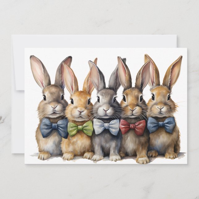 Cartes Pour Fêtes Annuelles Collet papillon de lapin aquarelle fantaisie (Devant)