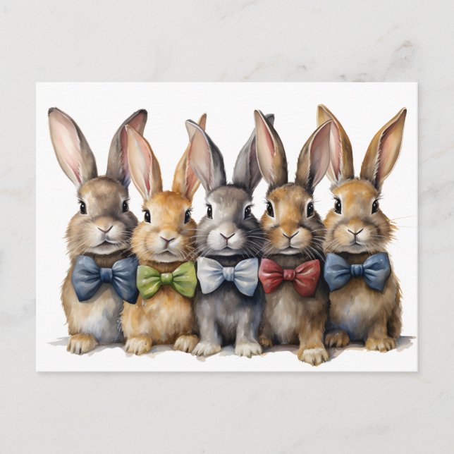 Cartes Pour Fêtes Annuelles Collet papillon de lapin aquarelle fantaisie (Devant)