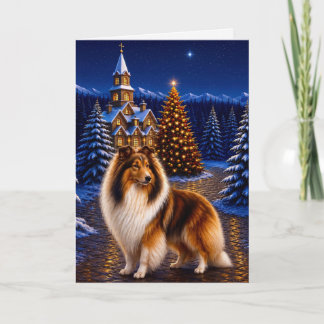 Cartes Pour Fêtes Annuelles Collie à poil dur de vacances